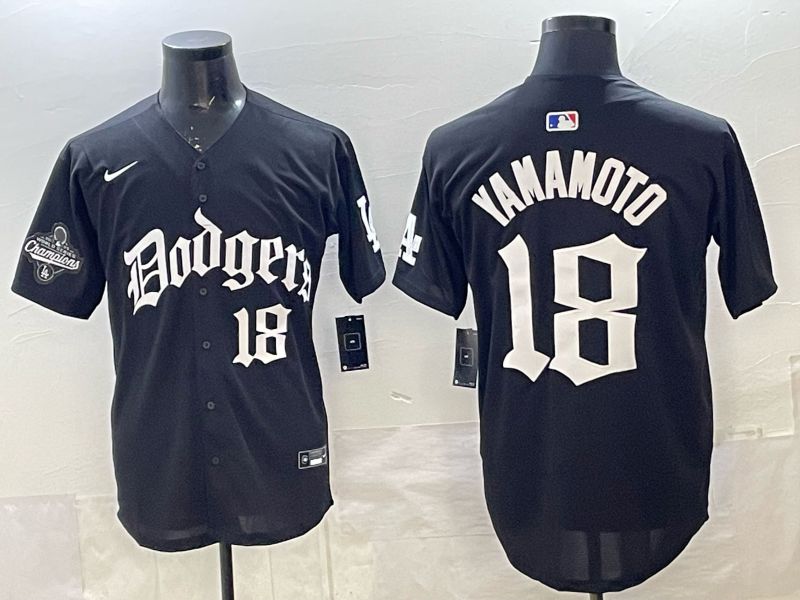 Men 2026 Nike Los Angeles Dodgers #18 Yamamoto Black Game MLB Jersey 011->los angeles dodgers->MLB Jersey